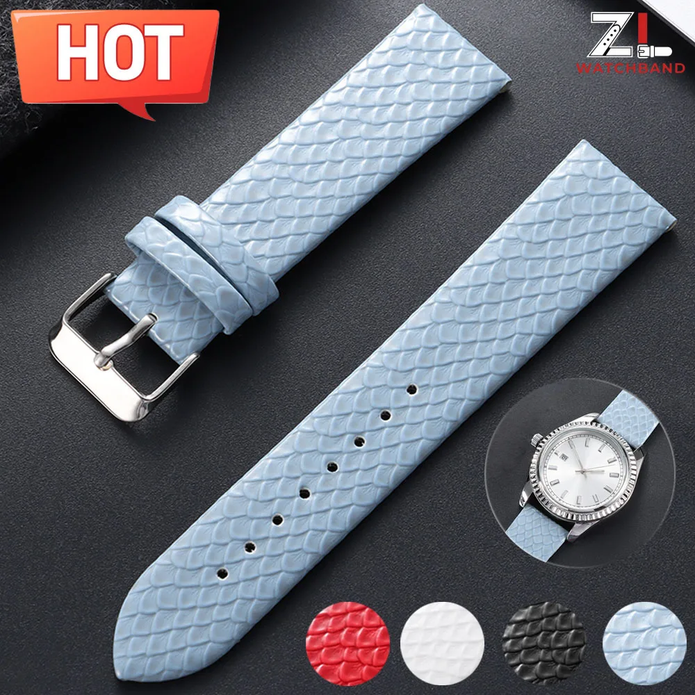 Snake Pattern Leather Strap 10mm 12mm 14mm 16mm 18mm 20mm Bracelet Business Leather Strap Ultra Thin and Soft Watch Accessories