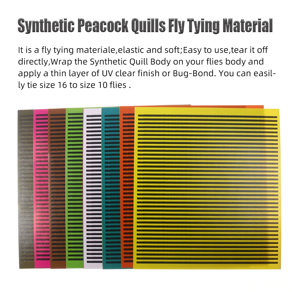 2er-/8er-Packung synthetischer Pfauenfeder-Nymphenkörperhüllen aus Fliegenbindematerial für Jig-Nymphen, Insekten, Wurmfliegen, Forellen- und Barsch-Angelköder – Detail 2