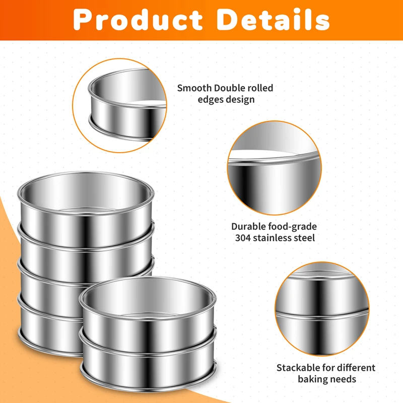 حلقات مزدوجة من الفولاذ المقاوم للصدأ ، حلقات مافين مستديرة ، قوالب فطائر معدنية ، tarin "، 12 46 46