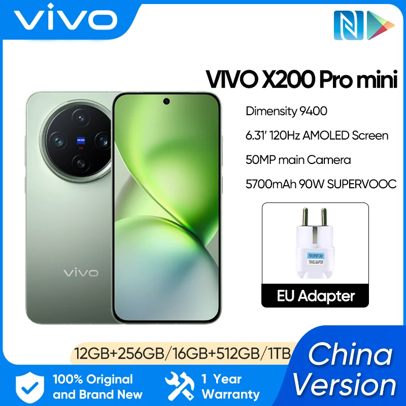 هاتف محمول Vivo X200 Pro صغير جديد بشاشة 6.31 بوصة AMOLED 120 هرتز أبعاد العرض 9400 أندرويد 15.0 OTA 5700 مللي أمبير في الساعة 90 وات شحن 50.0 ميجابكسل