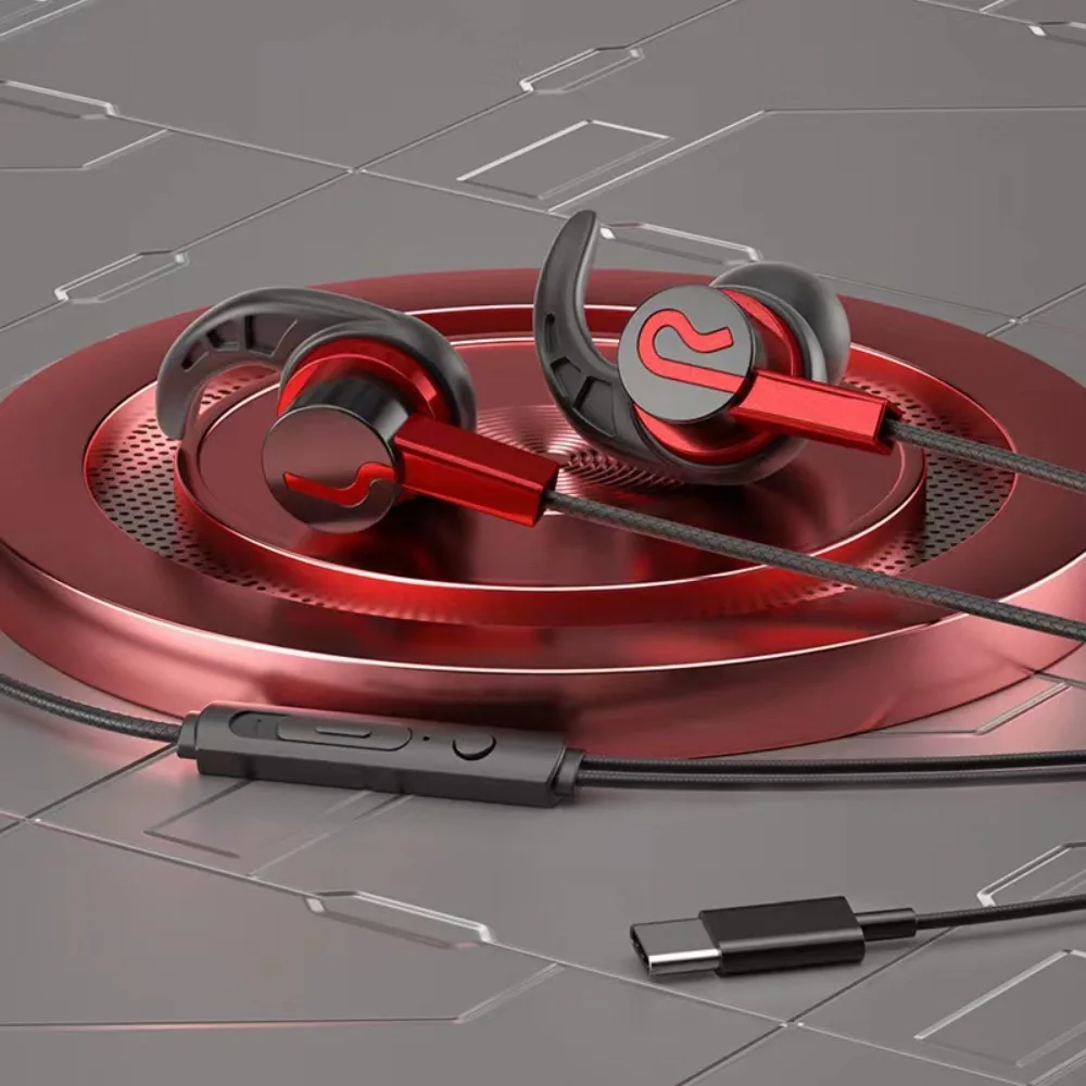 سماعة أذن رياضية للجري مع خطاف للأذن من النوع C، سماعة رأس سلكية، سماعات أذن سوبر باس، سماعة أذن رياضية