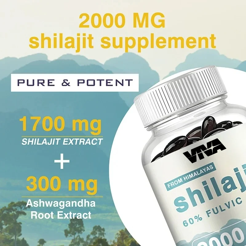 Shilajit Capsules - Reduce Stress, Balances Hormones, Boosts Energy & Vitality, Enhances Concentration, Thinking and Memory