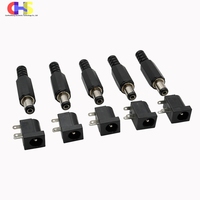 10pcs ​​DC-005 Power Connector Kit Male/Female Socket Plug 5.5x2.1/2.5mm &3.5x1.3mm Ports Right Angle PCB Mount Terminal​​ DC005
