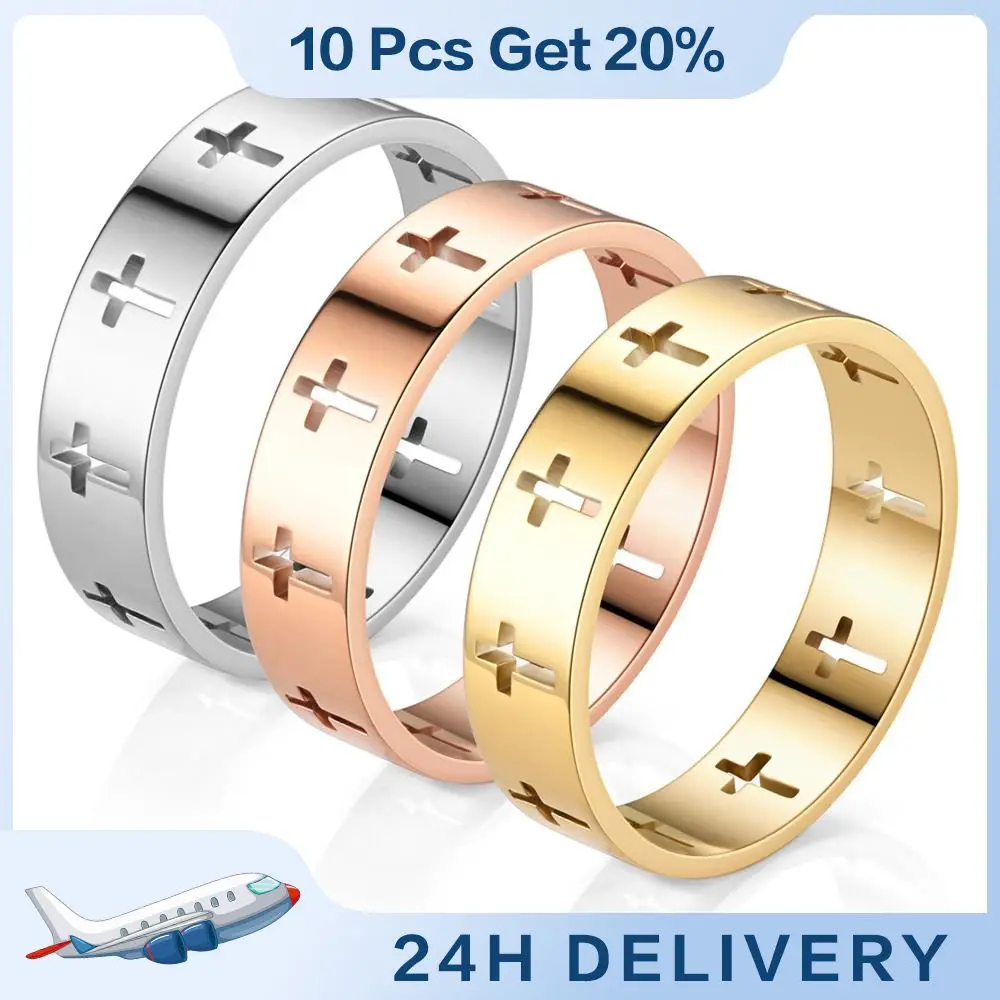 Cross Ring Stainless Steel Fine Workmanship Arder Unisex Style Cutting Bracelet Sexual Religion Christian Accessories Jewelry