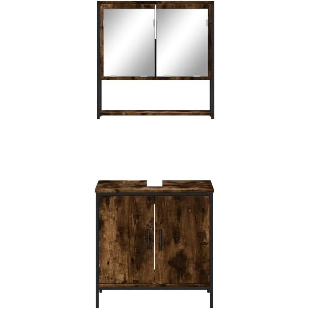 Badezimmermöbel-Set 2-tlg. Geräucherte Eiche