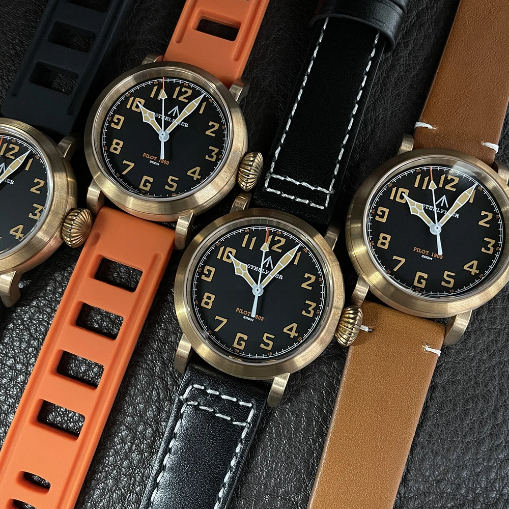 STEELFLIER Official SF747S Bronze Quartz Watch VH31 Mute Movement Onion Crown Swiss Luminous 20Bar Waterproof Luxury Wristwatch