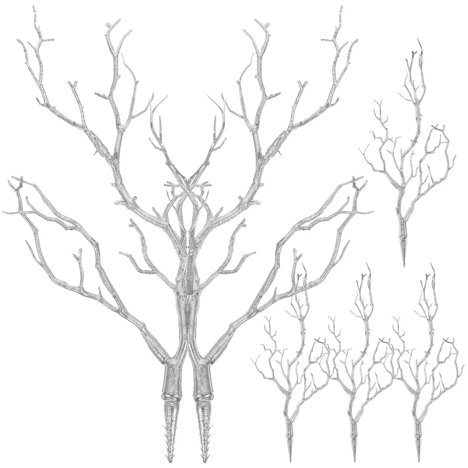 

6 Pcs Decorations Simulated Twigs Household Plant Products Plastic Branches Silver Tree Centerpiece Party