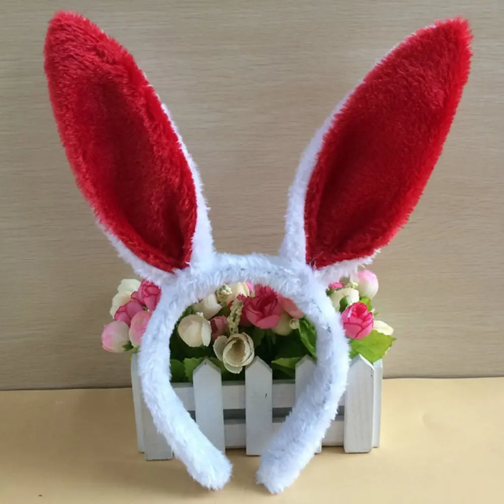6Pcs Fleece Bunny Headband Set Easter Party Wedding Rabbit Ears Hairband Cosplay Costume Headband Hairband