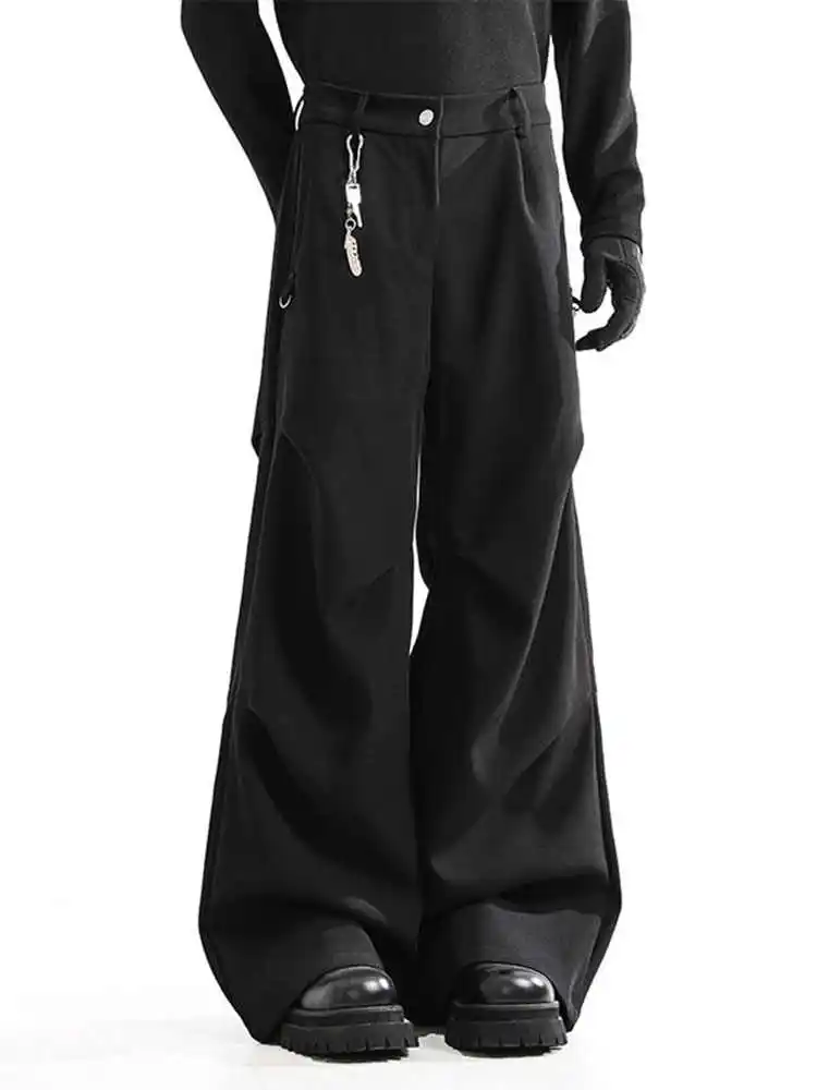 Pantalones Cargo góticos negros para mujer, trajes urbanos de gran tamaño Harajuku, pantalones estilo japonés de los años 2000, pantalones estilo novio Emo Vintage Y2k