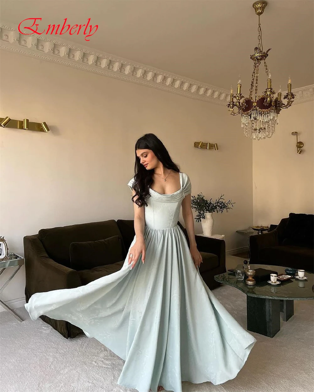 Customized Off the Shoulder Ankle Length A-Line Sleeveless Evening Dress Classic Prom Dresses Fashion Special Occasion Gowns