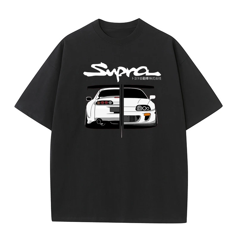 Initial D Supra t shirt Men\'s and Women\'s JDM Manga Print Loose Casual Short Sleeve Japanese Casual Sporty Tees Top