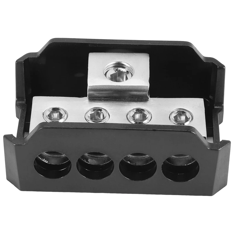 4Way Power Distribution Block 0/2/4 AWG Gauge In 4/8/10 Gauge Out Car Audio Connecting For Audio Splitter X2(1 In 4 Out)