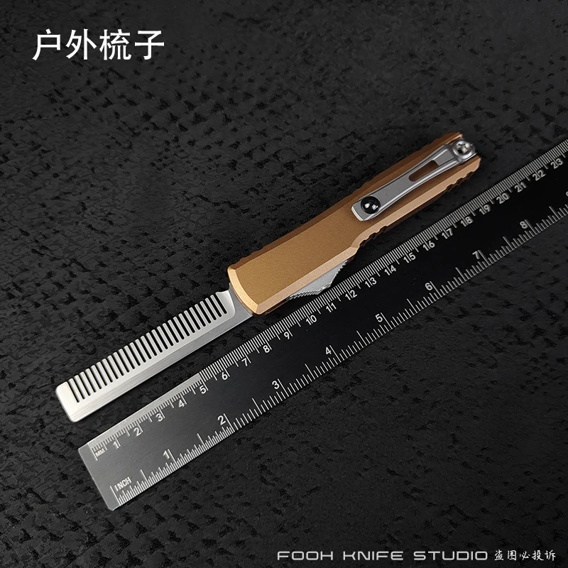 ULTRATECH GEN III IV STONEWASH DE SE TANTO STANDARD TAN D2 Steel CNC 6061 مشط ألومنيوم مايكرو فائق التكنولوجيا بواسطة FOOH KNIFE STUDIO