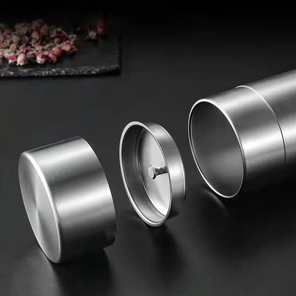 

Stainless Steel Tea Jar Double Lid Airtight Sealed Can for Coffee Beans Storage Kitchen Canister Dry Food Container