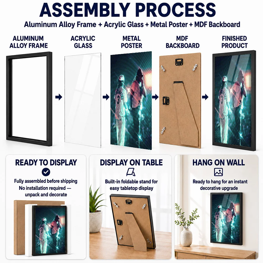 Two Rappers On Stage Metal Poster With Aluminum Alloy Frame Personalized Hip Hop Tribute Wall Art Ideal For Recording Studio