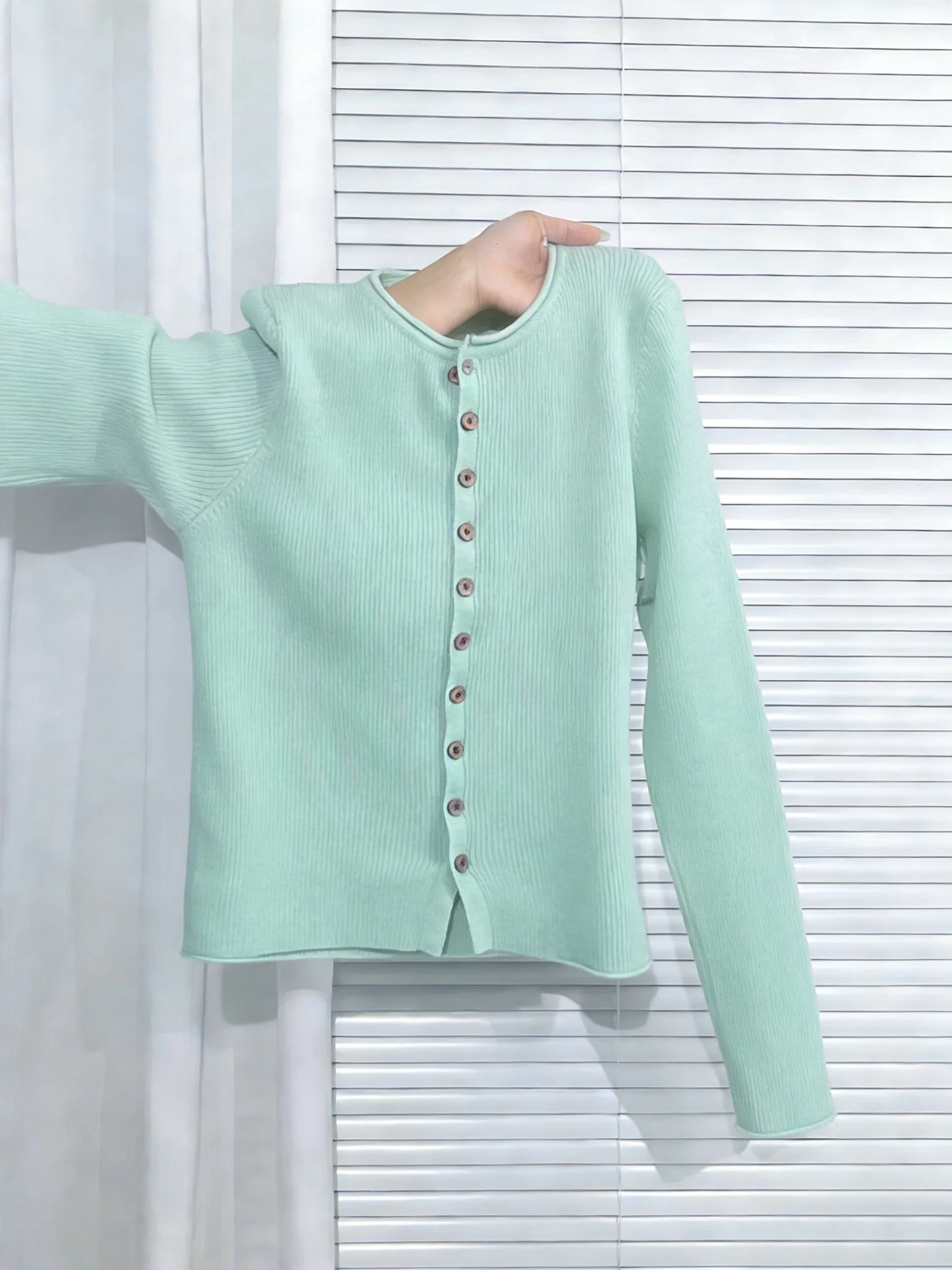 

Korean Sle een round Ne Long Sve Knitted Open Cardigan Men's Spring Autumn Slim Fit Slimming Sweater Jaet