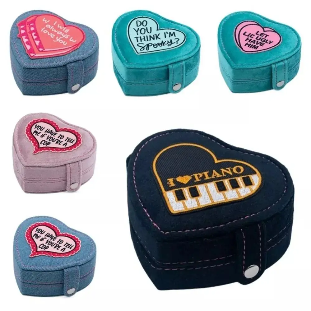 

Vintage Denim Jewelry Packing Bag Heart Shaped Dust-proof Travel Ring Storage Box Mini Jewelry Display Jewelry Box