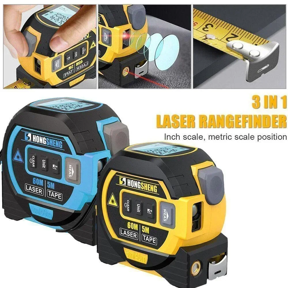 3 In 1 Laser Tape Measure Rangefinder 5m Tape Ruler Infrared High-precision Intelligent Electronic Ruler Building Distance Meter