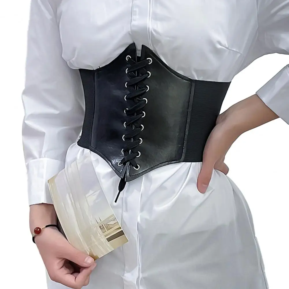 Elegante corsetto da donna comoda cintura per il corpo cintura elastica in similpelle con corsetto largo Versatile