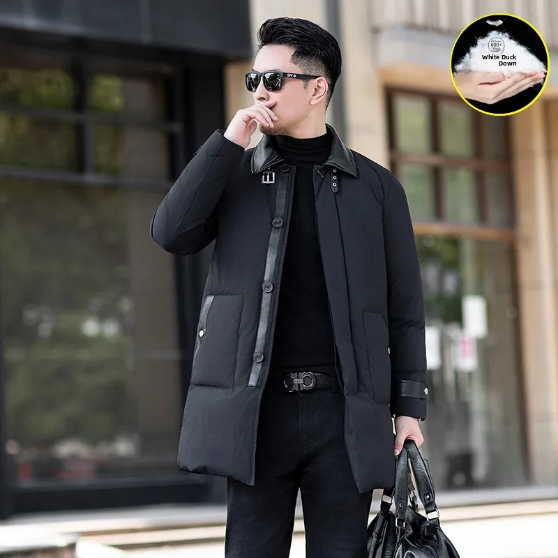 Men's Casual Faionable Down Jaet Du Feather Mid-Length Luxury Polyester Fabric …