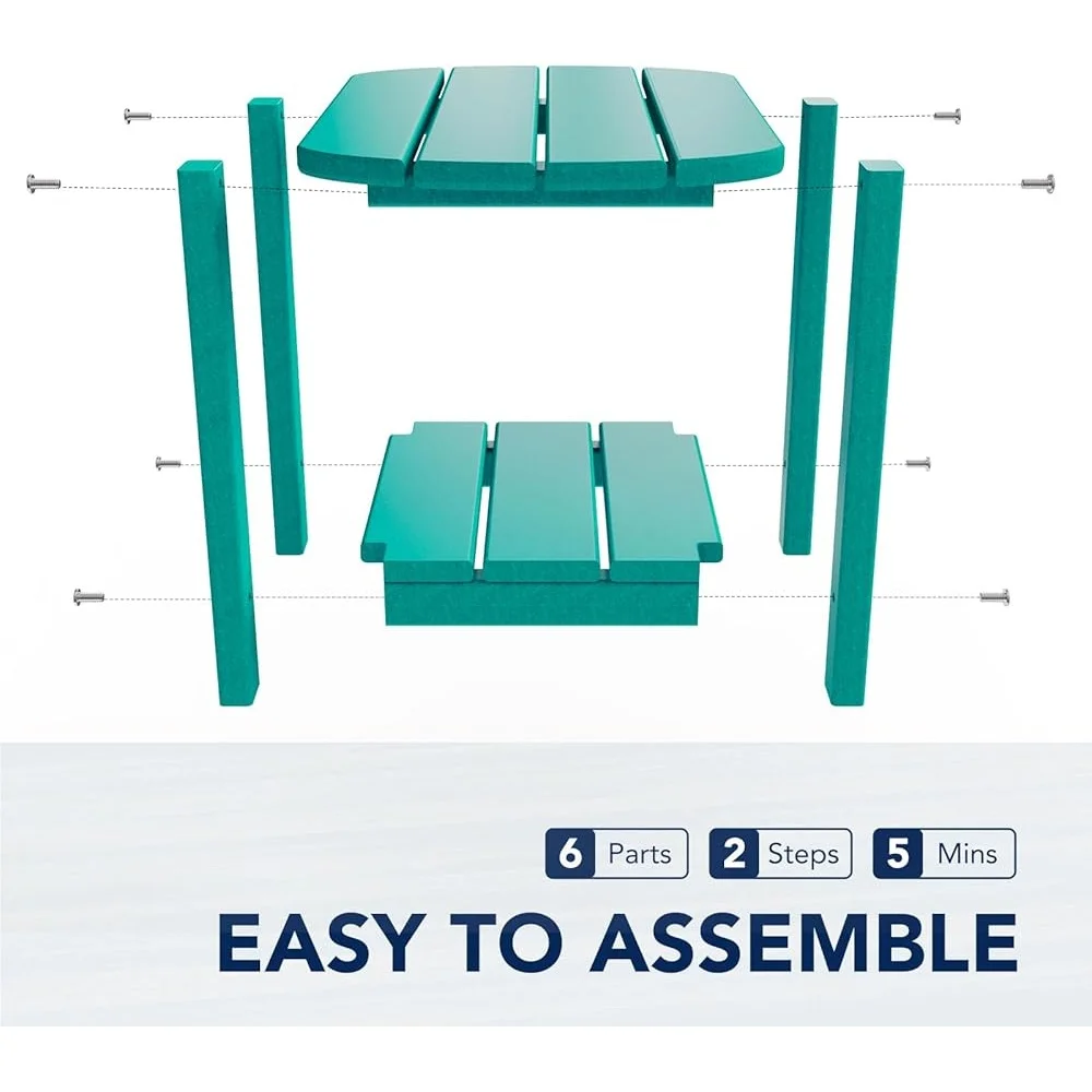 Adirondack Outdoor Side Table Double Tier HDPE Plastic End Table Weather Resistant Garden Patio Storage Surface