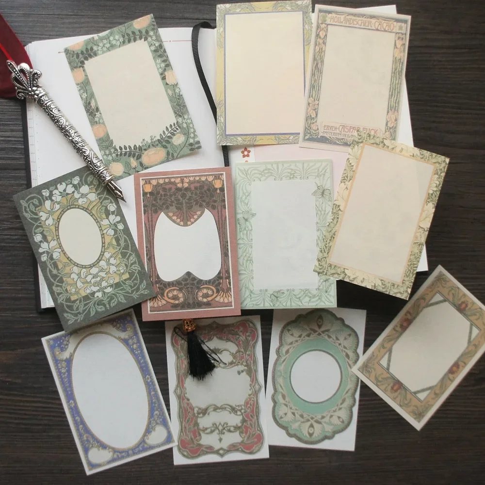 

50 Sheet Vintage Flower Vine Frame Design Background Paper Craft Paper Gift Tag Decoration Scrapbooking DIY