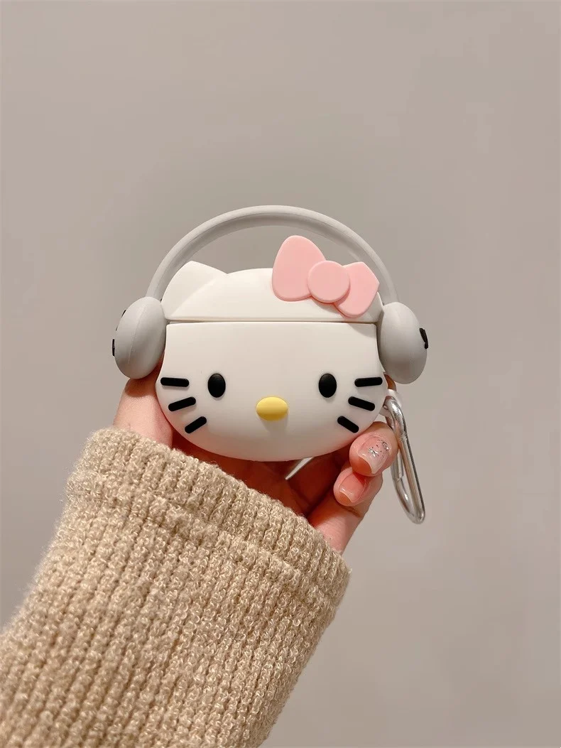 For Airpods 1 2 3 Pro Pro 2 Wearing headphones Hello Kitty Silicone Earphone Case Accessories Cover