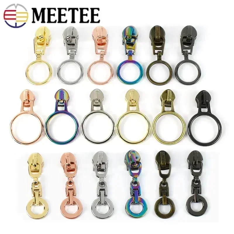 10/30 unidades Meetee 5 # Saco deslizante de zíper de nylon, decoração de bolsa, extrator de zíper, anel o, kits de reparo de cabeça de zíper,