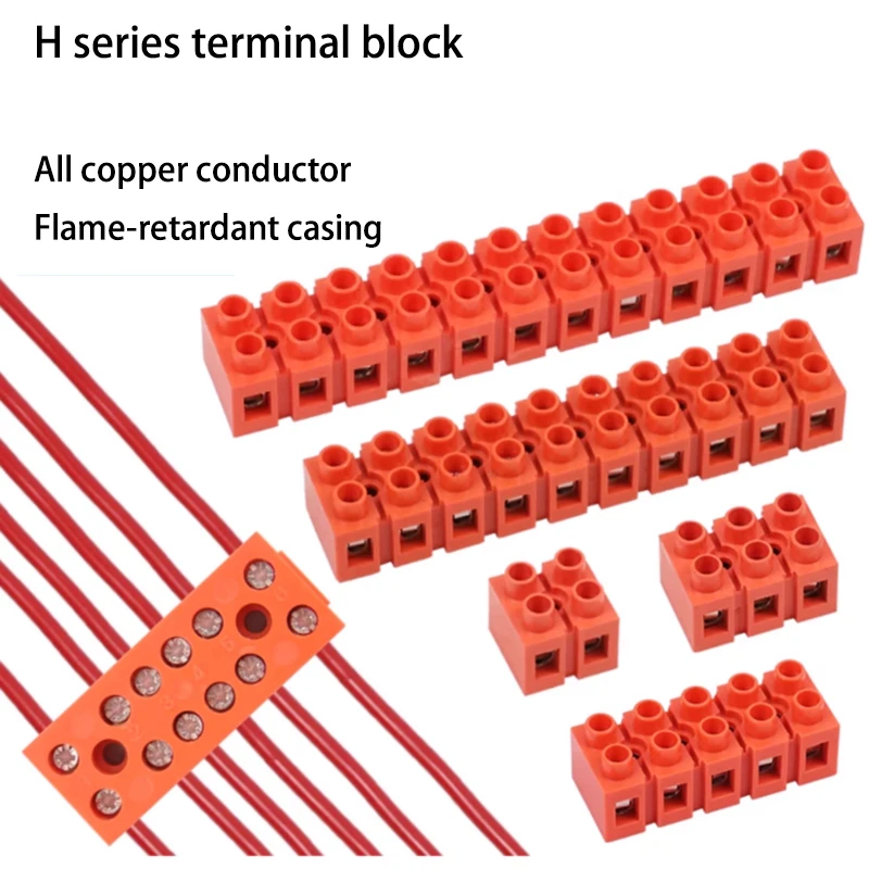 High Quality Fixed 36A H series wiring terminal H3801-10 H3801-12  H2519 wiring block Flame-retardant Connector orange red PLC