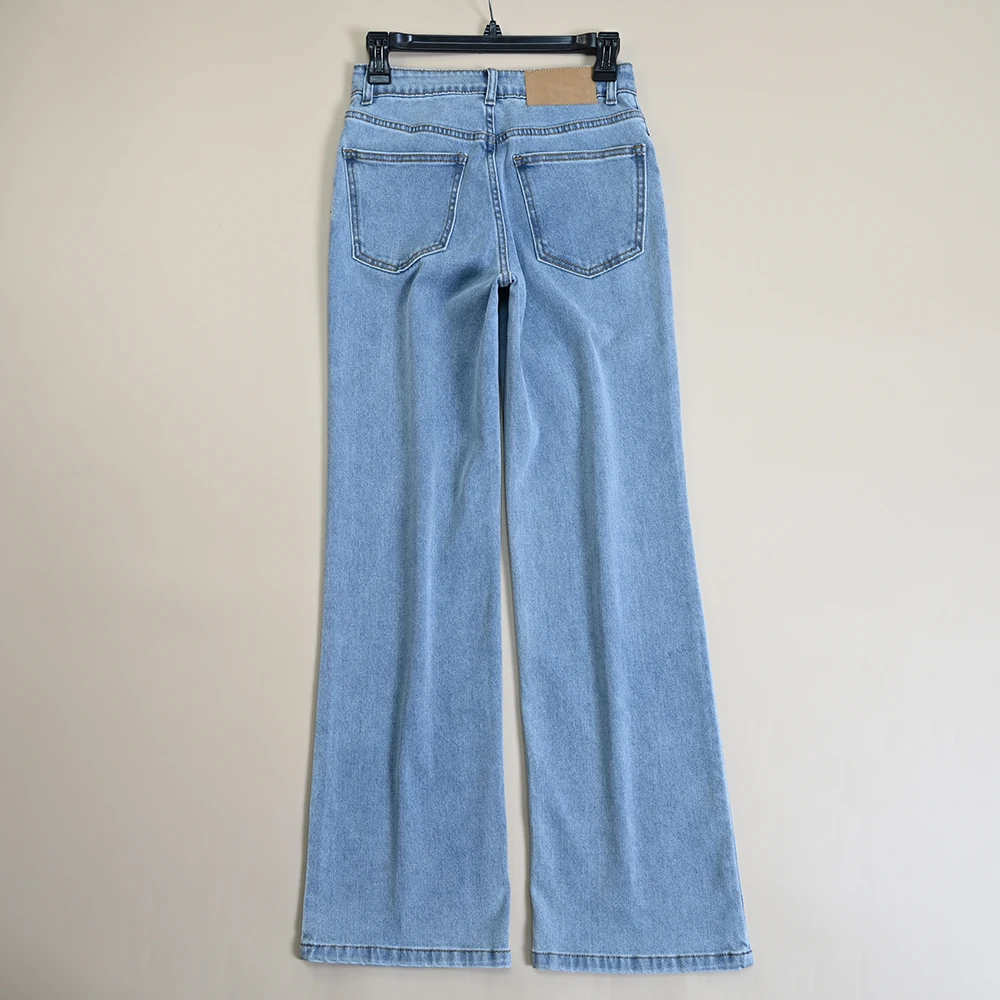 

Spring Summer New Sle Elastic Embroidered Micro Flared Light Blue Jeans Casual High Waist Slim Fit Nine Points Pants