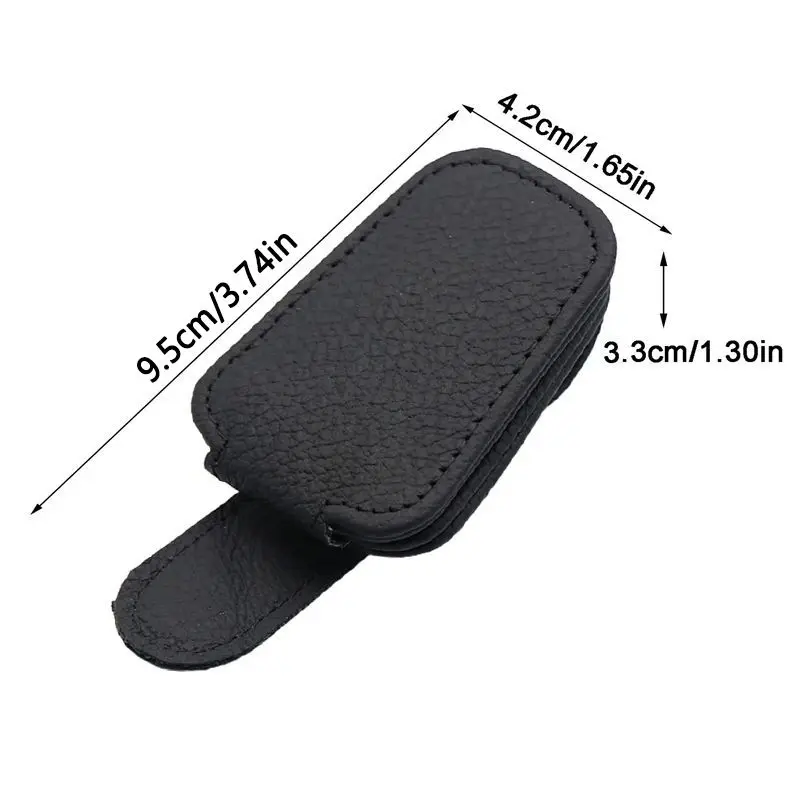 Car Glasses Clip PU Leather Sun Visor Eyeglasses Magnetic Sunglasses Holder Clip Multifunction Car Accessories