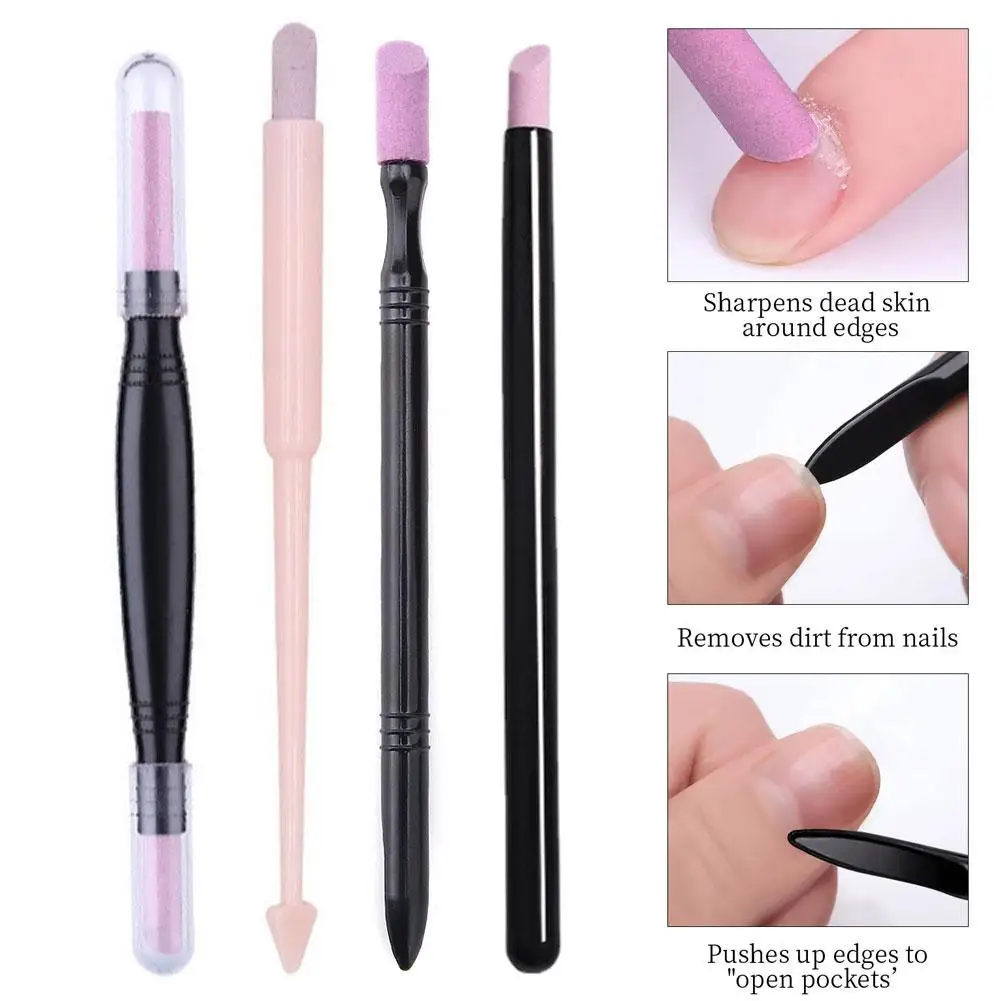 Nail Grinding Pen Dual Function Cuticle Pusher Polisher Anti Slip Ergonomic Handle For Natural Acrylic Gel Nails Salon DIY Use