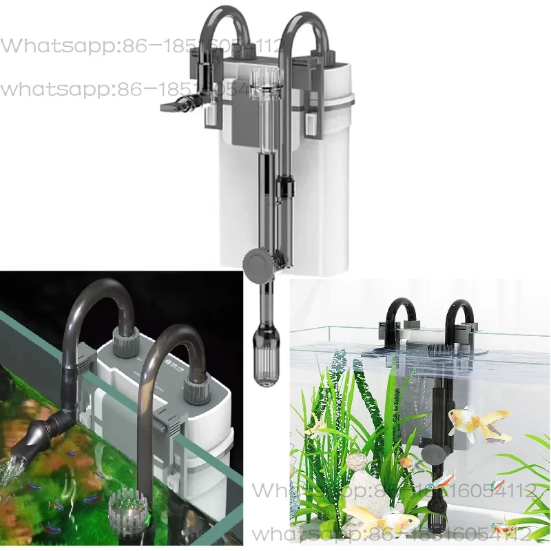 Silent Aquarium Fish Tank Filter System Wall Mounted External Filtration Oxygen Pump Adjustable Flow Oil Film Remove Oxygenated