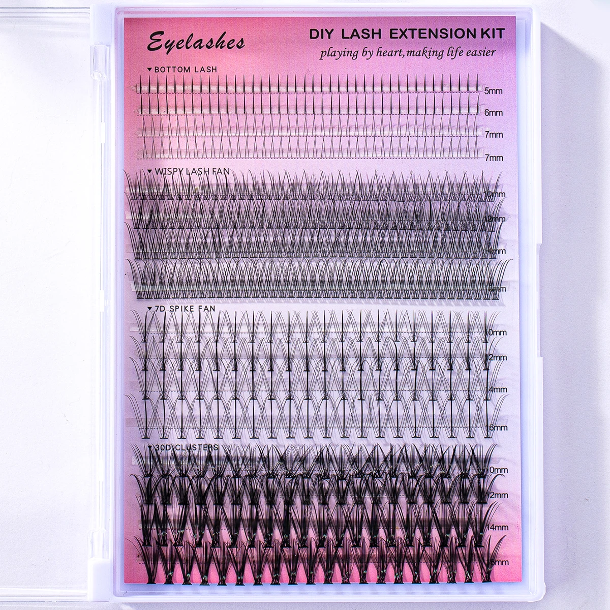 Lash Clusters Individual Cluster Lash Extensions DIY Multi-type Mixed Wispy Tray Bottom, Spike, Volume Lashes