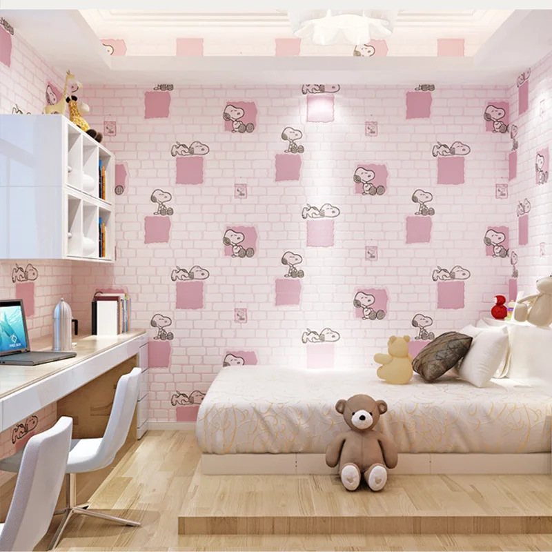 Roll wallpaper Lovely cartoon children's room wallpaper brick hair bubble environmental non-woven wallpaper W171