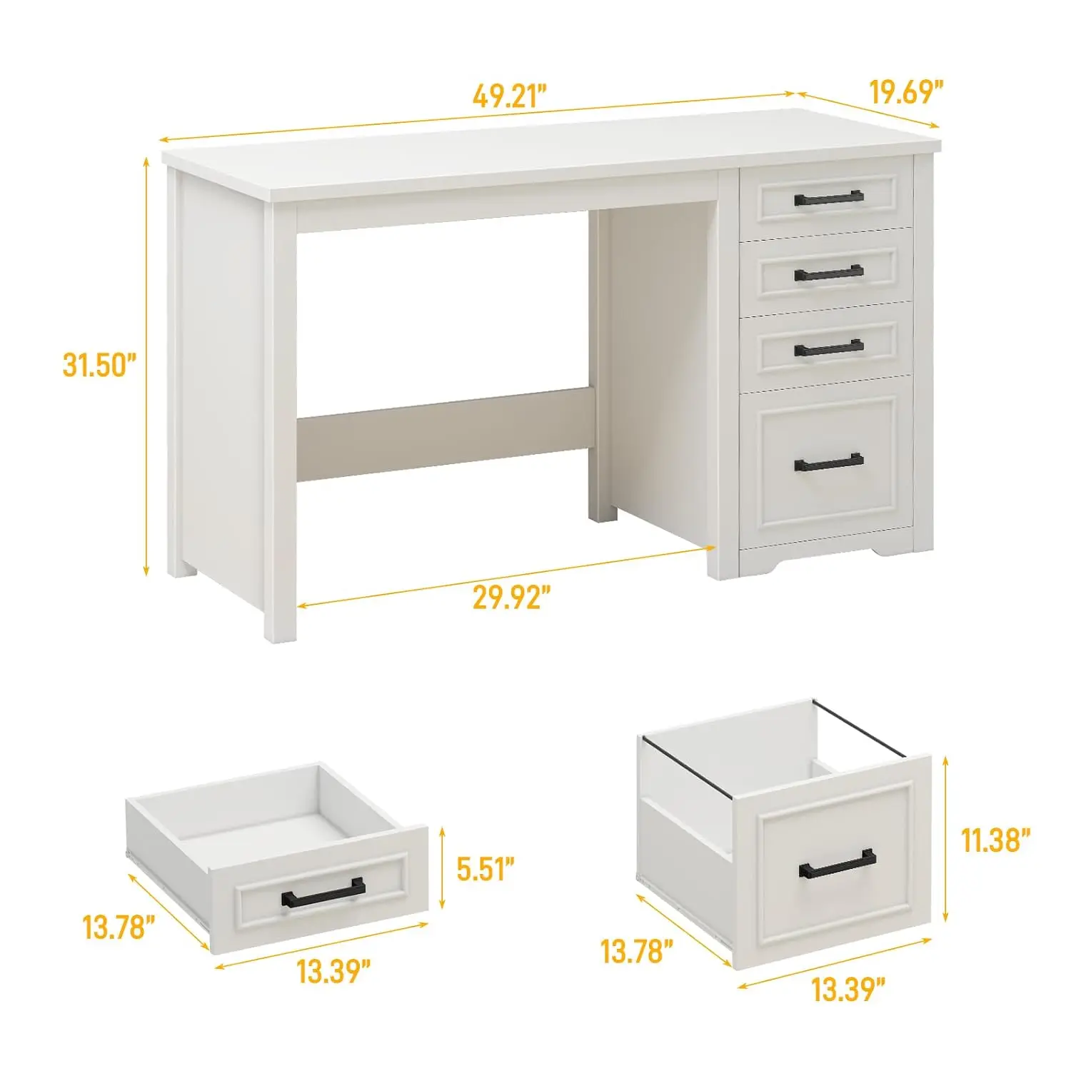 Farmhouse Executive Desk With File Drawer, 49