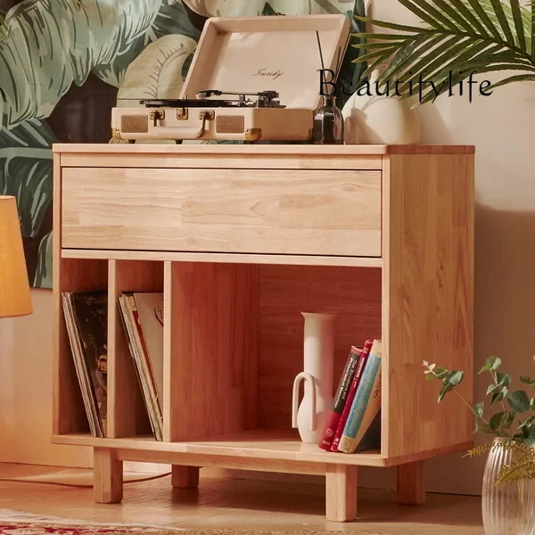 ZL Solid wood small bookcase household corner bookshelf living room TV side cabinet storage display cabinet advanced