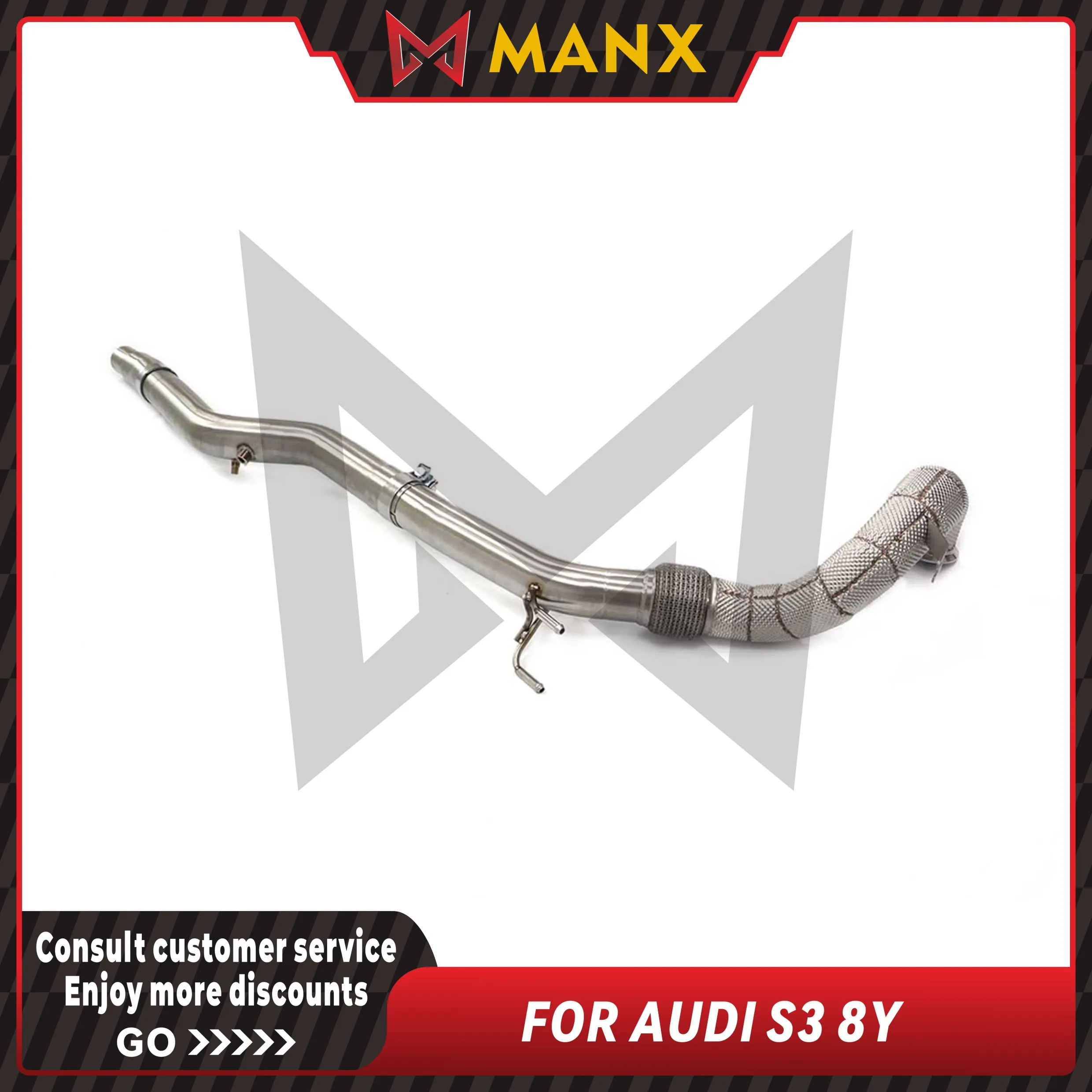 

Fast delivery in 24 hours Suitable for AUDI S3 8Y 2.0T High Flow Downpipe Performance Exhaust System With Heat Shield