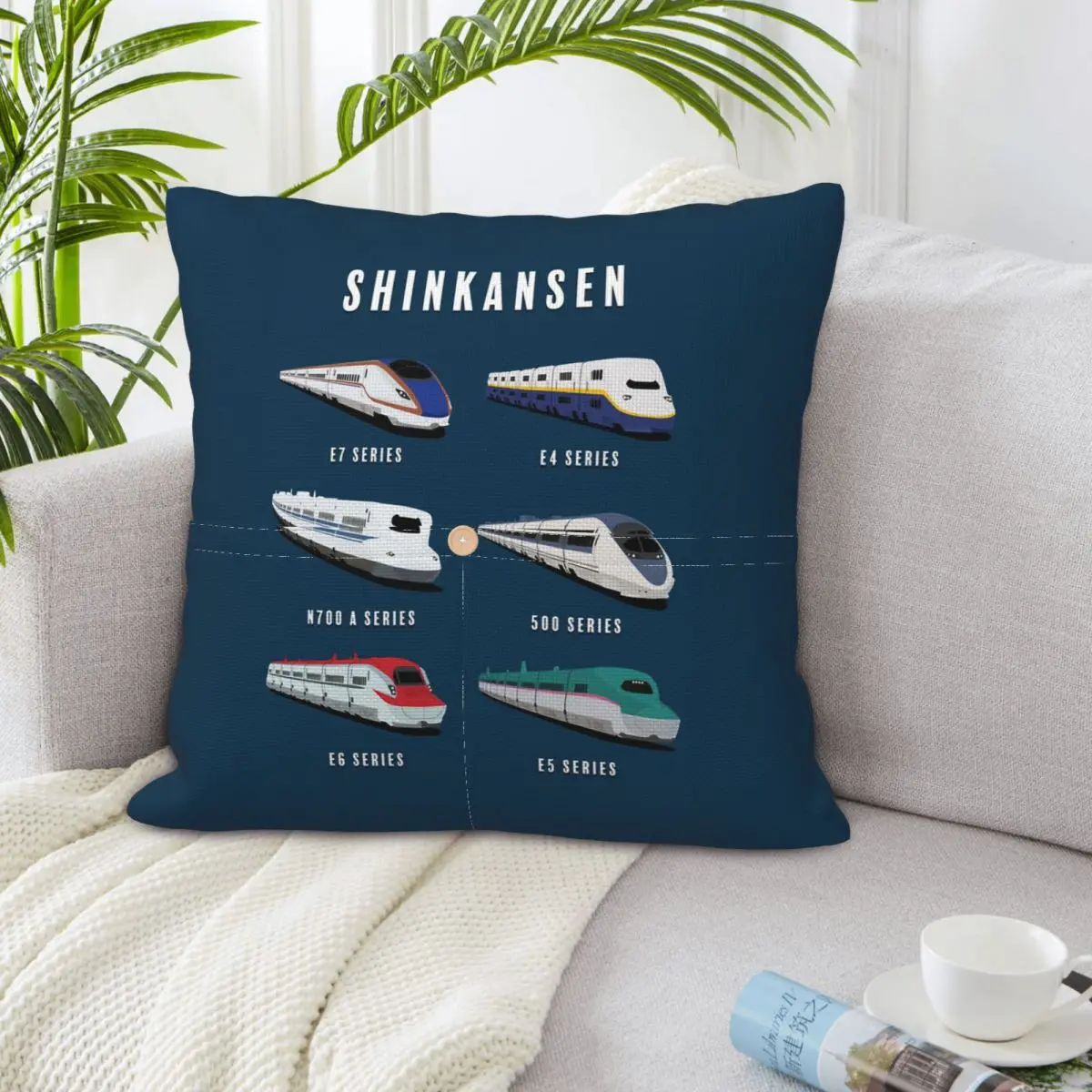 Japanese Shinkansen Bullet Trains Square Linen Pillowcase Cushion Cover Polyester Decor Bedroom Home Comfort Throw Pillow