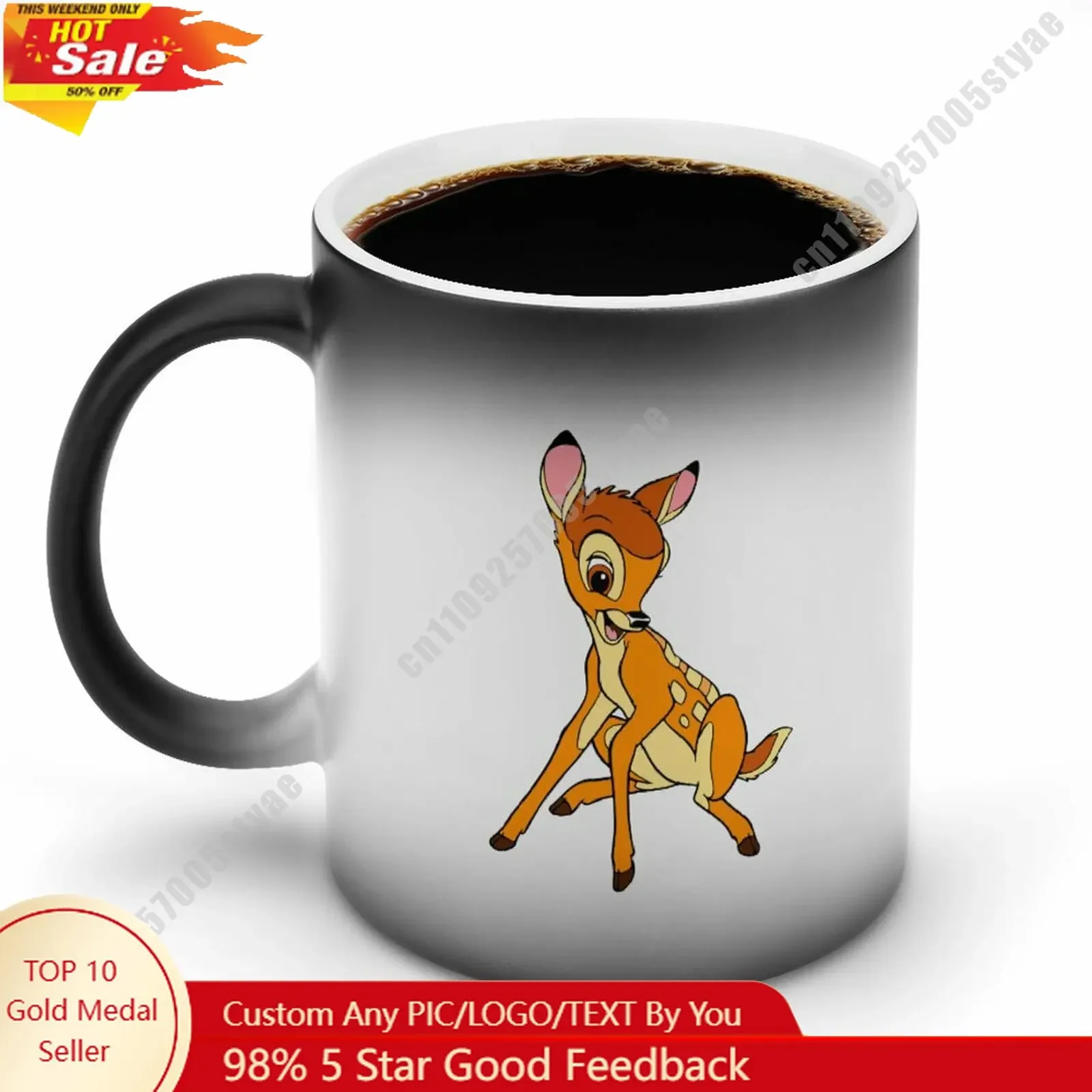 

Bambi Color Changing Mug Disney Cartoon Custom Personalized Photo Printing DIY Coffee Cup Birthday Gift Ceramic Mug