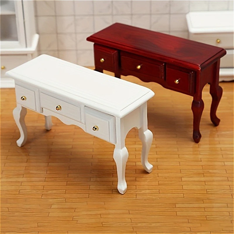 

1pc Dollhouse Mini Wooden Side Table with Drawer Cabinet Simulated Model Miniature Storage Cabinet Decoration Furniture Model