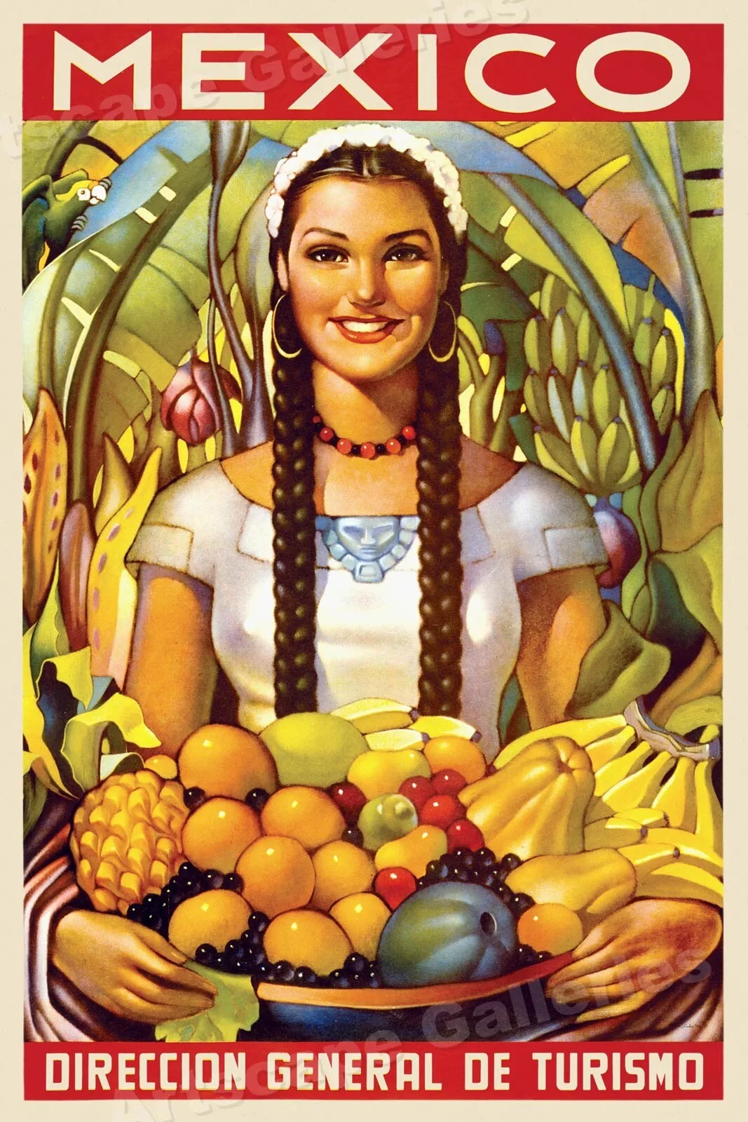 1950s Mexico Beautiful Girl Vintage Style Travel Poster Wall Painting Home Decor