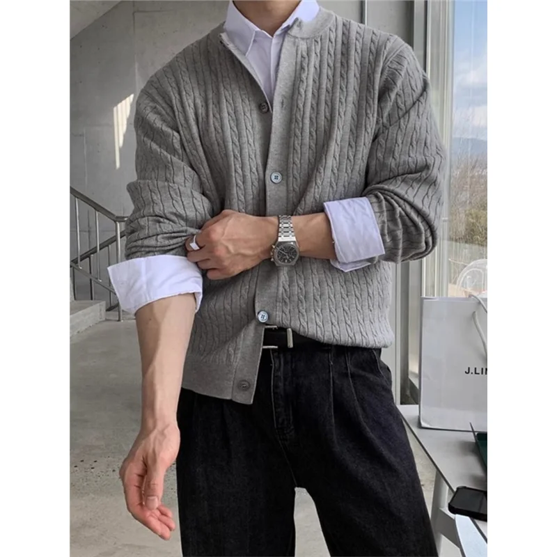 الكورية Sle الرجال سترة مشغولة من الصوف ربيع الخريف جديد تنوعا تصميم صغير تويست شريط الراقية سترة عادية العصرية #4