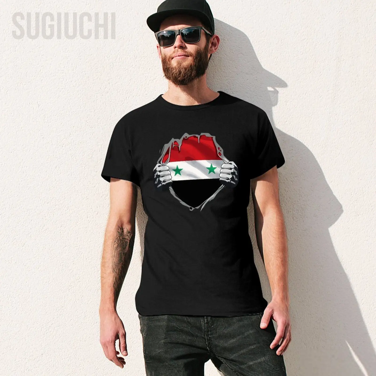 Men Super Syrian Heritage Proud Syria Roots Flag Tshirt Tees O-neck T Shirts Women Boys 100% Cotton Short T-Shirt Unisex