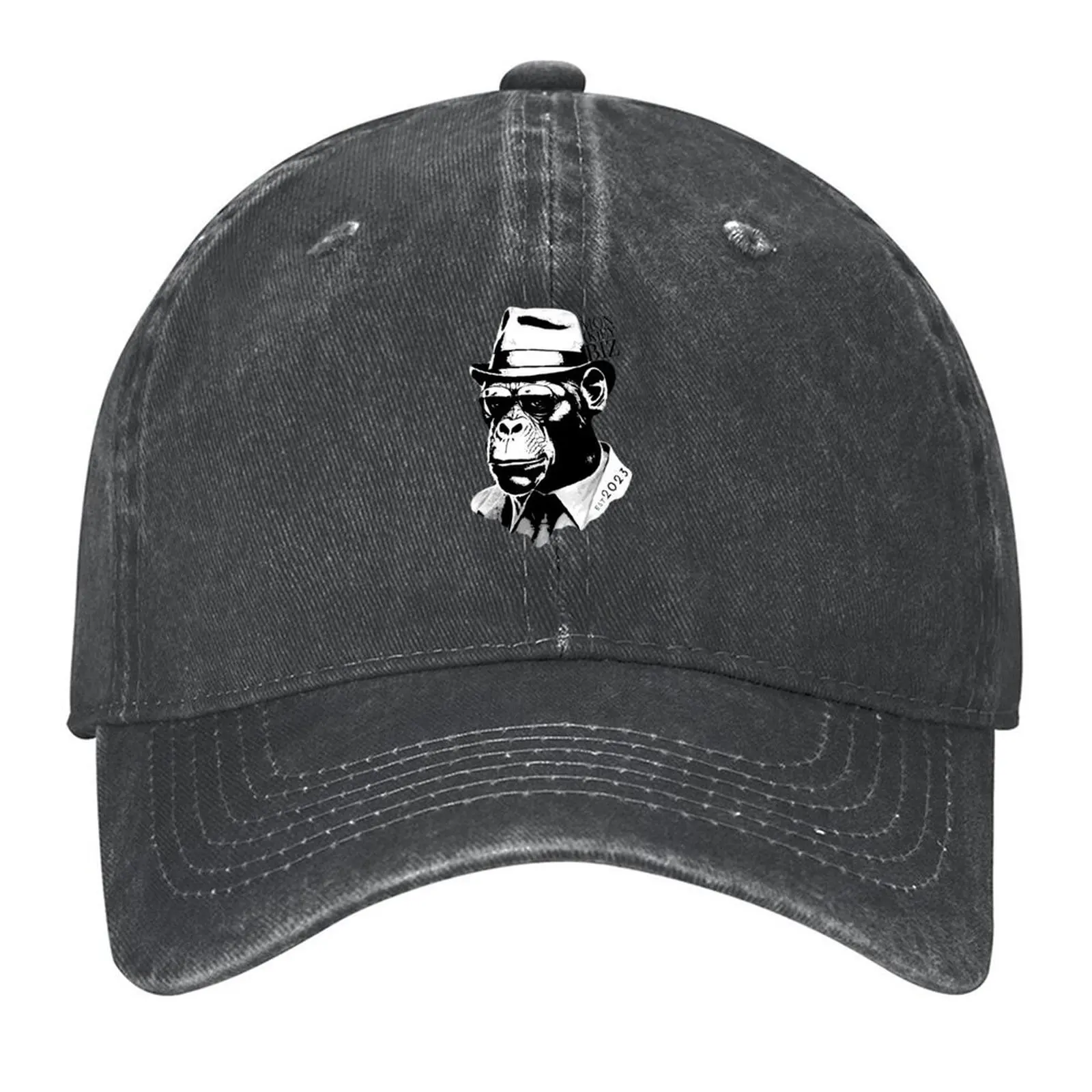 

Gorilla, monkey as businessman with glasses, hat and suit Baseball Cap Mountaineering beach hat Ladies Men's