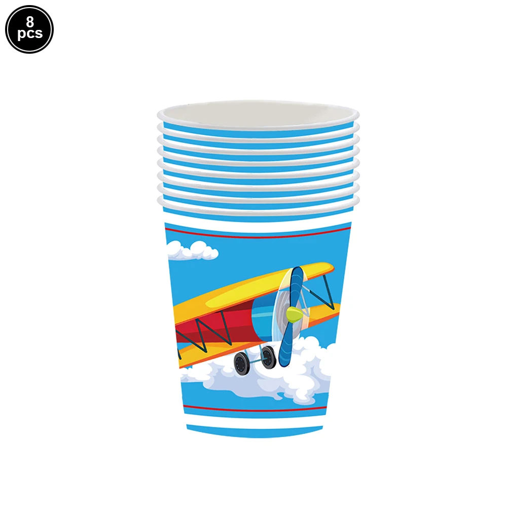 Baby Shower Airplane Disposable Tableware Party Decor Paper Plates Napkins Cups Kids Birthday Party Airplane Theme Party Supplie