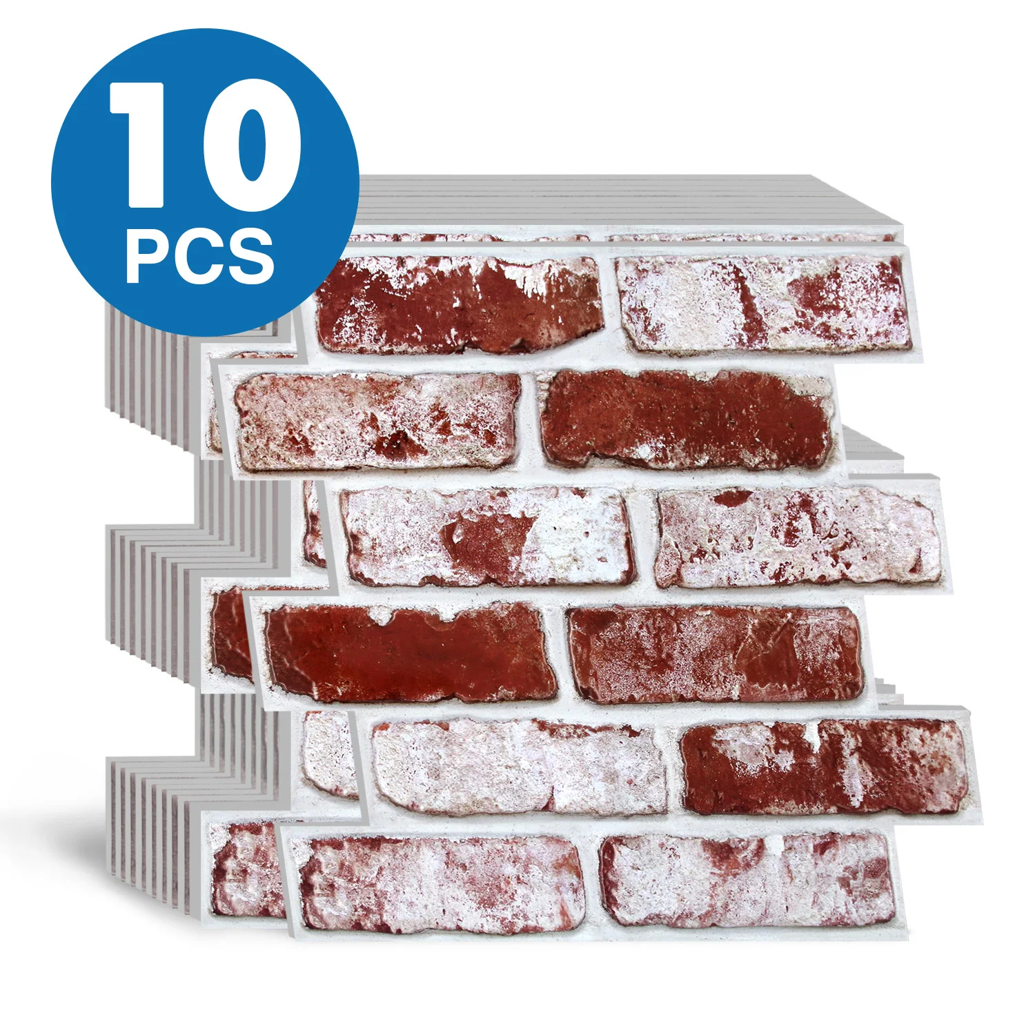 10 panneaux muraux auto-adhésifs en PVC imitation brique, autocollants muraux 3D à décoller et à coller, pour cuisines, chambres, camping-cars, salles de bain, etc.