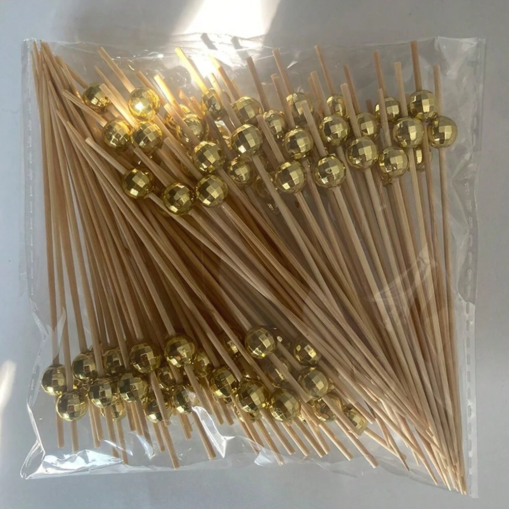 100 pcs/50 pcs Bamboe Fruit Vork Cocktail Prikker Spiesjes Wegwerp Fruit Vork Cocktail Prikkers Vorken Voedsel Picks bruiloft