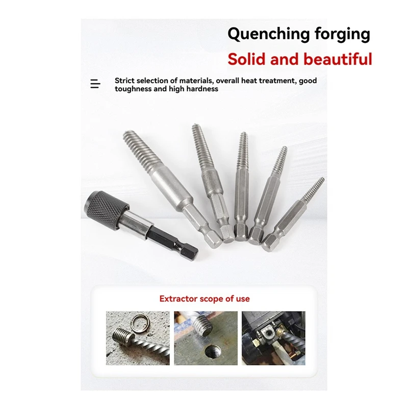 5 Pcs Damaged Extractor Drill Bit Set Hex Shank Damaged Bolt Screw Stud Extractor Extractor Tool Set Slide Extractor
