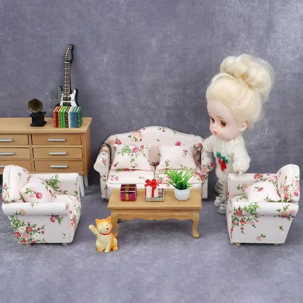

Mini 1:12 Dolls Sofa Pillows Set 8*6.5*7.5cm/13.5*6.4*7.2cm Cute Simulation Dollhouse Furniture Toys Multistyles